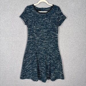 Talbots Tweed Dress Size 8 Teal Leather Trim Old Money Preppy Academia Royal